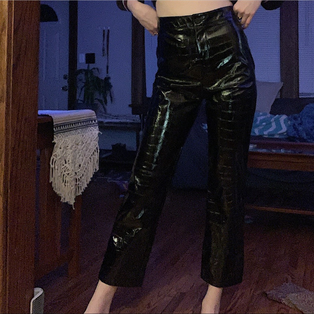 Faux Leather Straight Leg Pants